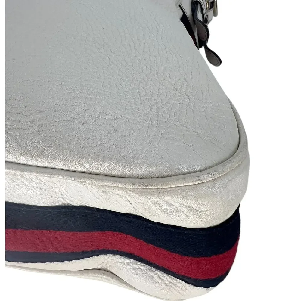 Gucci Vintage Web Leather Heritage Hobo Bag White Shoulder Bag - Picture 11 of 16